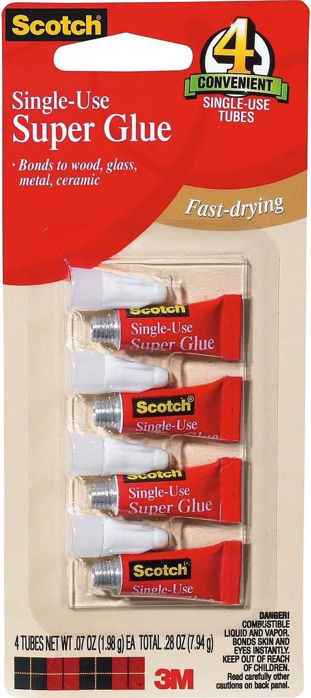 Alt view image 12 of 12 - 3M Super Glue Single Use Pointed Tip .07oz. 4/PK Clear AD114