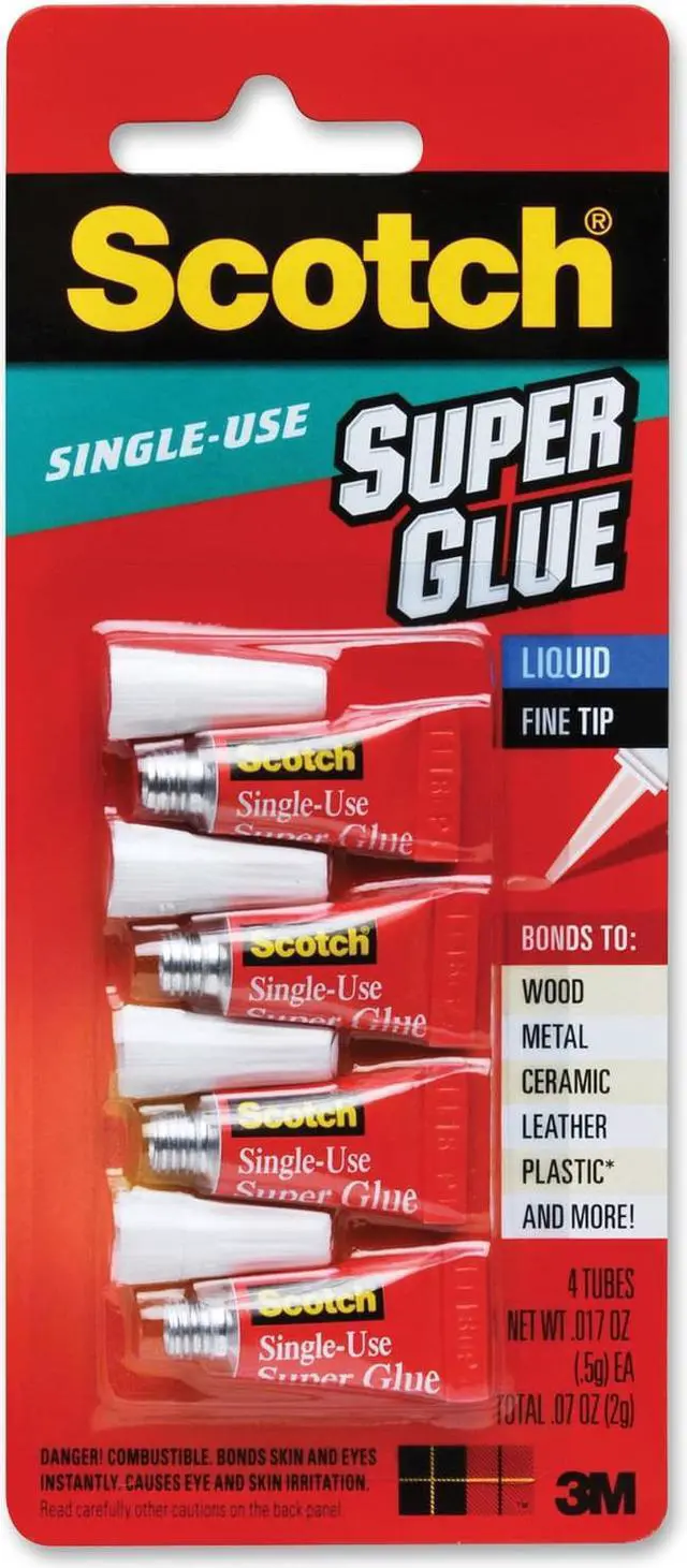 Alt view image 2 of 12 - 3M Super Glue Single Use Pointed Tip .07oz. 4/PK Clear AD114