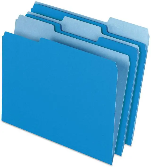 Main image of Pendaflex Colored File Folders 1/3 Cut Top Tab Letter Blue/Light Blue 100/Box 15213BLU