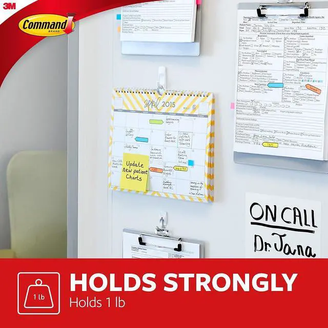 Alt view image 11 of 14 - Command General Purpose Hooks 1lb Capacity Plastic White 24 Hooks 28 Strips/Pack