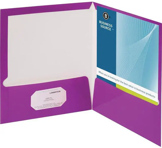 Main image of Business Source Two-Pocket Folders with Business Card Holder