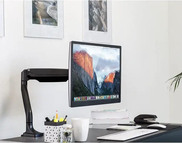 Alt view image 8 of 19 - Mount-It! Height Adjustable Single Monitor Desk Mount Arm for 13"-32" Monitors (MI-1771B) MI-1771-BLACK