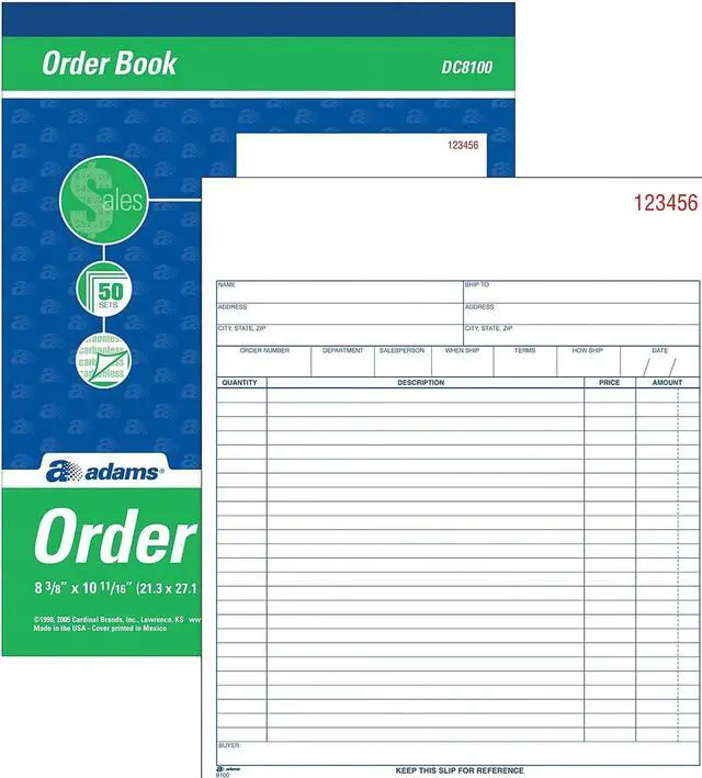 Main image of Adams Carbonless Sales Order Book 8" x 10" 2-Part (DC8100) 196139