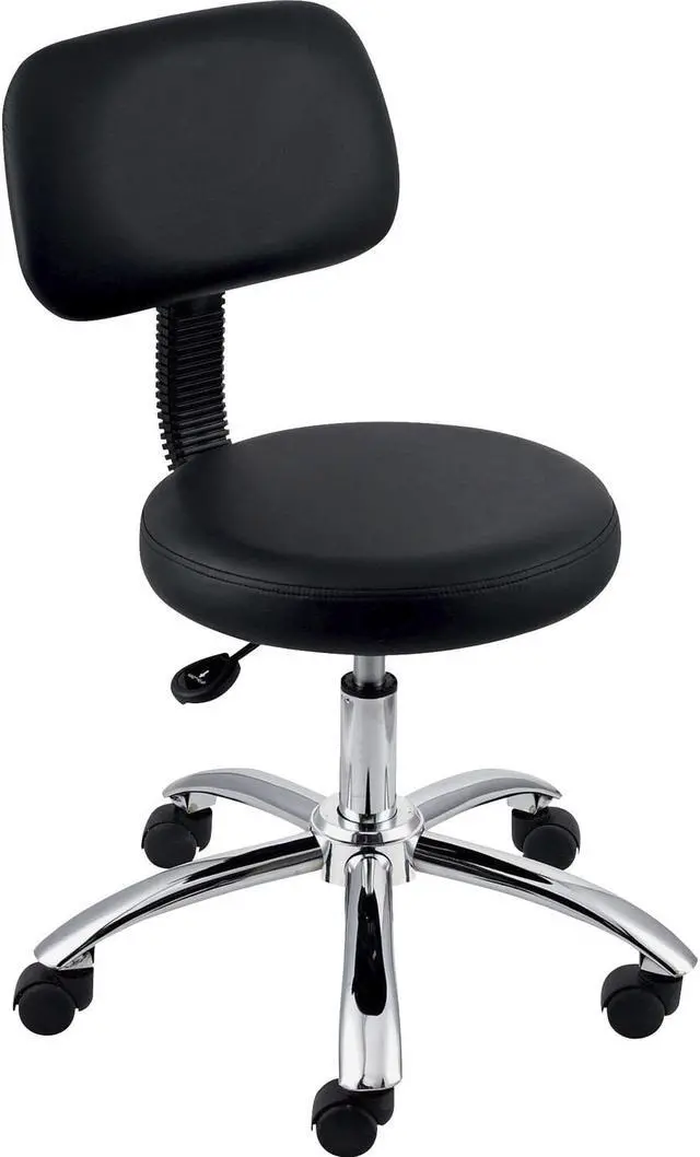 Alt view image 15 of 15 - Lorell Pneumatic Height Stool w/Back 24"x24"x36" Black 69511