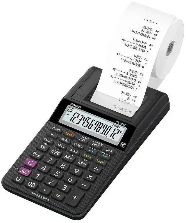 Alt view image 4 of 17 - Casio HR-10RC 12-Digit Printing Calculator Black 24396585