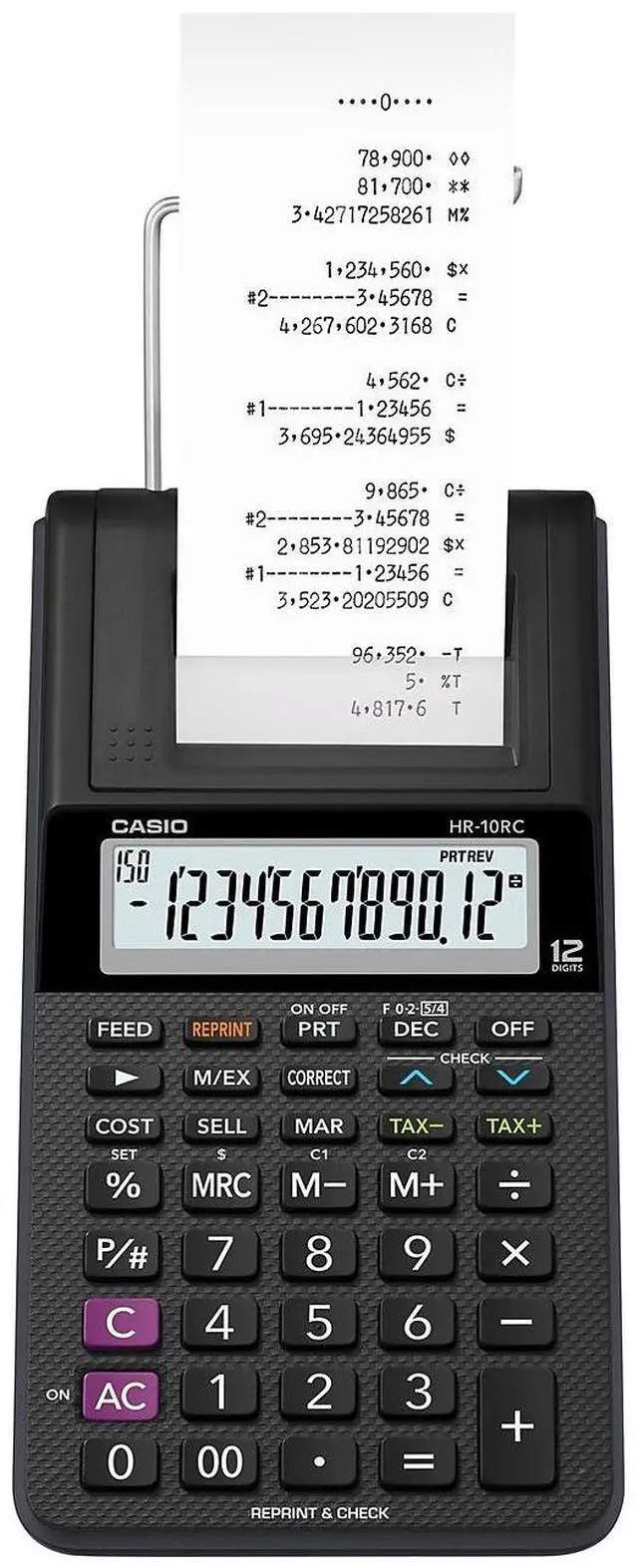 Alt view image 3 of 17 - Casio HR-10RC 12-Digit Printing Calculator Black 24396585