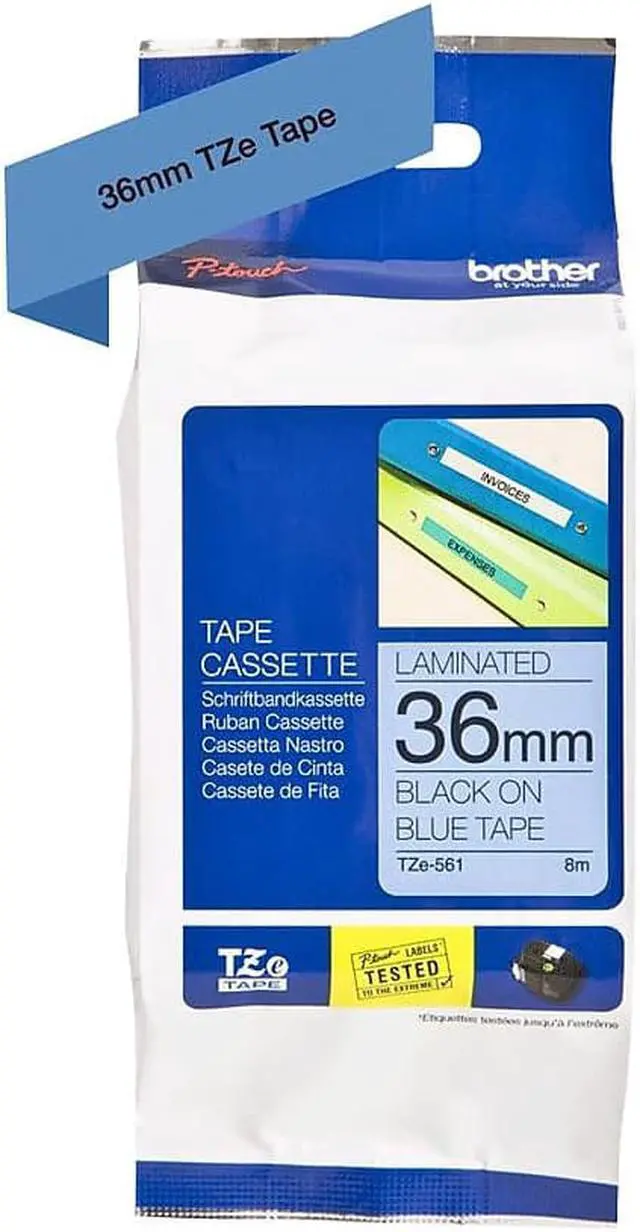 Alt view image 11 of 17 - Brother TZE-561 Label Maker Tape 1.42"W Black on Blue TZE561