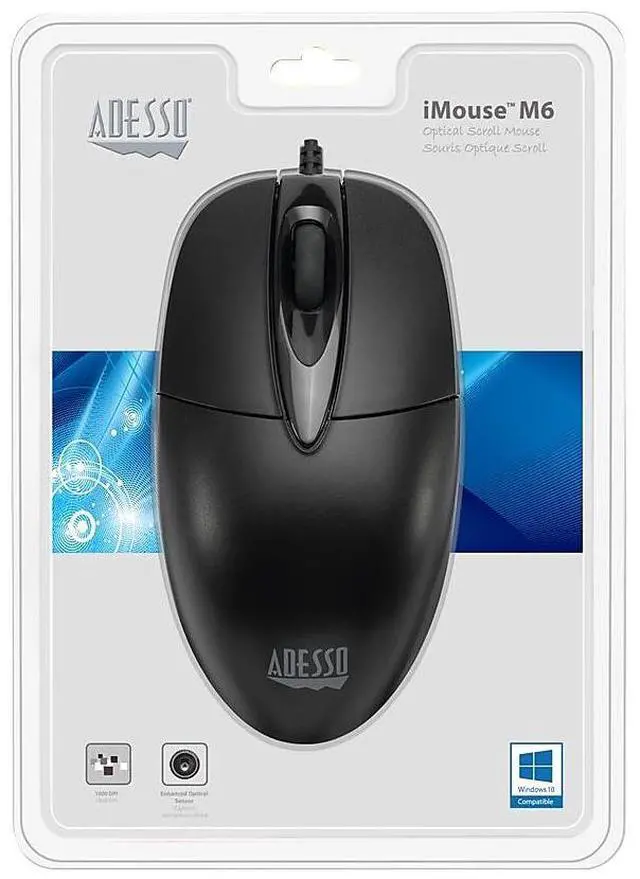 Alt view image 20 of 20 - Adesso iMouse M6-TAA Optical Scroll Mouse TAA Compliant IMOUSEM6TAA