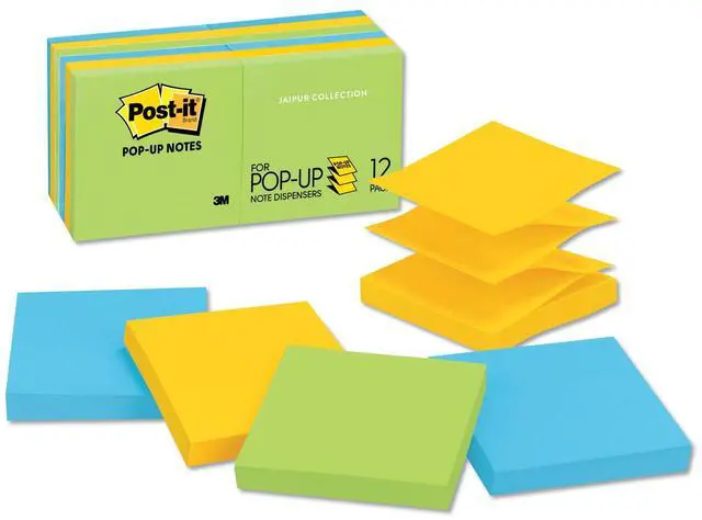 Alt view image 18 of 20 - 3M R33012AU Pop-Up Note Refills  3 x 3  Five Ultra Colors  12 100-Sheet Pads Pack