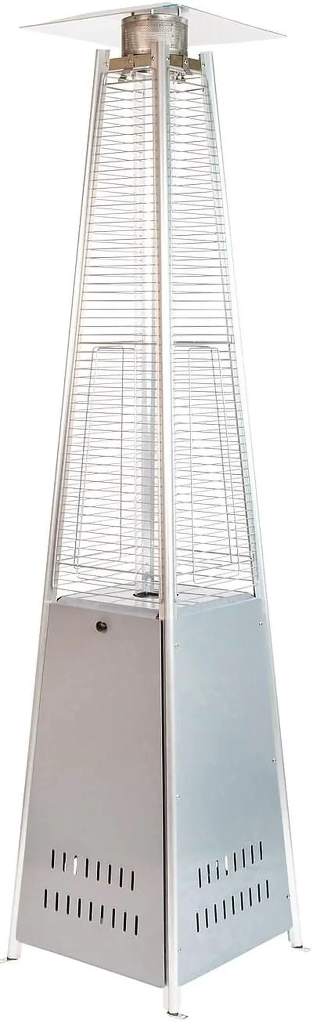 Alt view image 10 of 20 - Patio Outdoor Heating-Silver Stainless Steel Pyramid 42,000 BTU Propane Heater with Wheels for Commercial & Residential Use