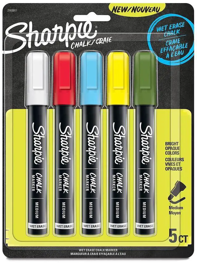 Main image of Wet-Erase Chalk Marker, Medium Bullet Tip, Assorted, 5/Pack 2103011