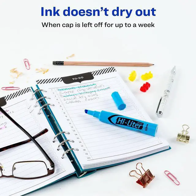 Alt view image 11 of 13 - Avery HI-LITER Desk-Style Highlighter Chisel Tip Fluorescent Blue Ink Dozen 24016