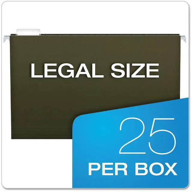 Alt view image 13 of 15 - Pendaflex Essentials Colored Hanging Folders 1/5 Tab Legal Standard Green 25/Box 81622