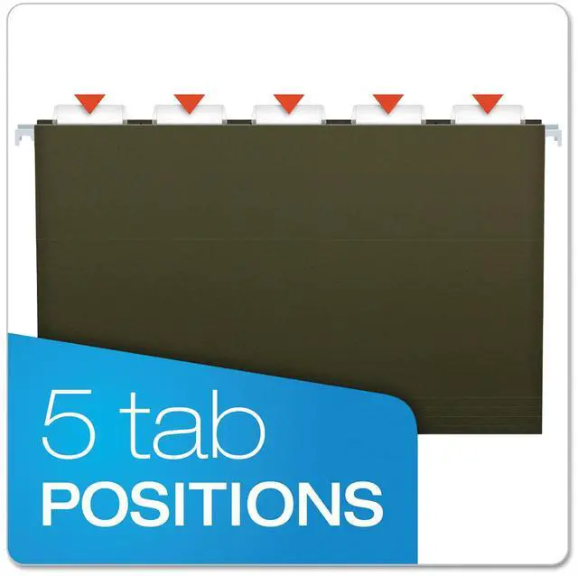 Alt view image 15 of 15 - Pendaflex Essentials Colored Hanging Folders 1/5 Tab Legal Standard Green 25/Box 81622