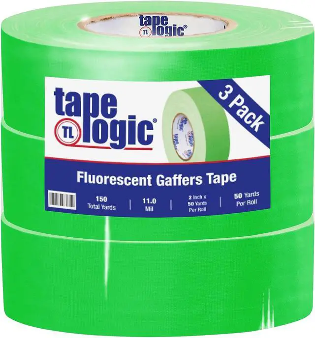 Alt view image 3 of 5 - Tape Logic T9874FG3PK 2 in. x 50 Yards Fluorescent Green Tape Logic 11 mil Gaffers Tape, Pack of 3 - 3 Per Case