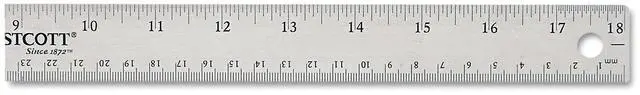 Alt view image 5 of 6 - Acme United 10417 Westcott Stainless Steel Ruler 18" Length 1" Width - 1/16, 1/32 Graduations - 1 Each
