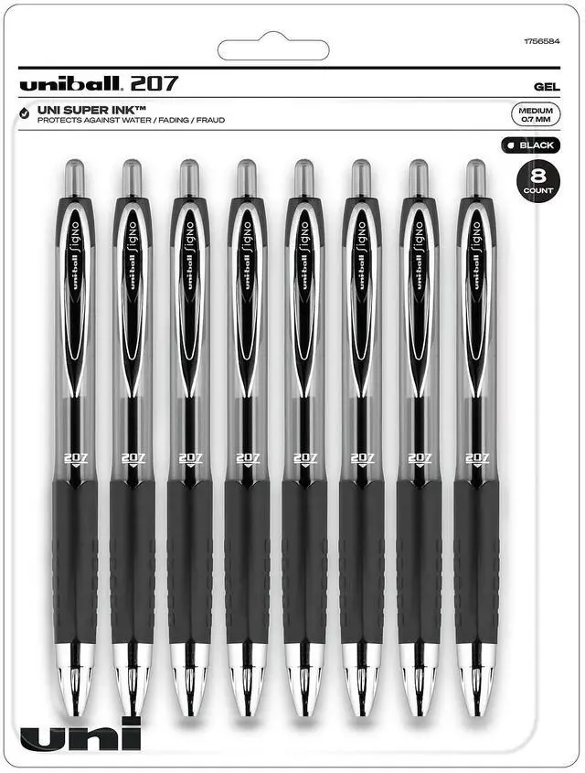 Alt view image 10 of 14 - uni-ball 207 Retractable Gel Pens Medium Point (0.7mm) Black 2431821