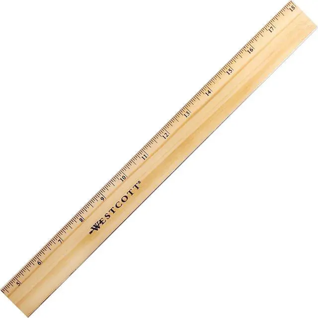 Acme Wood Ruler Scaled 1/16ths Brass Edge 18