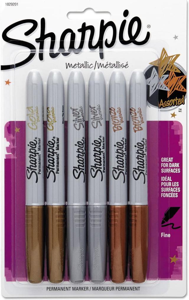 6-Pack Sharpie Metallic Permanent Markers - Gold, Silver and Bronze 