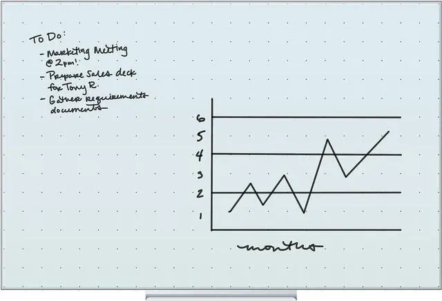 Alt view image 3 of 17 - Floating Glass Ghost Grid Dry Erase Board, 48 x 36 Inches, White Frosted Surface, Frameless UBR2799U0001