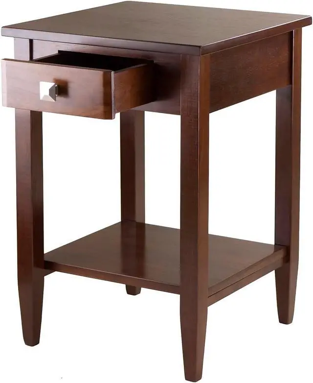 Alt view image 10 of 11 - Winsome Richmond 25.98" x 17.95" x 18.68" Wood End Table Tapered Leg Antique Walnut 94118