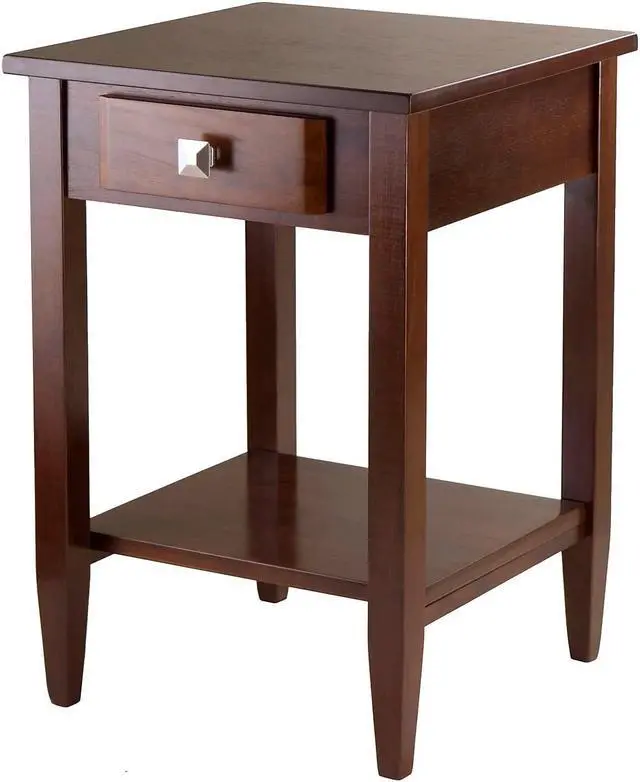 Alt view image 9 of 11 - Winsome Richmond 25.98" x 17.95" x 18.68" Wood End Table Tapered Leg Antique Walnut 94118