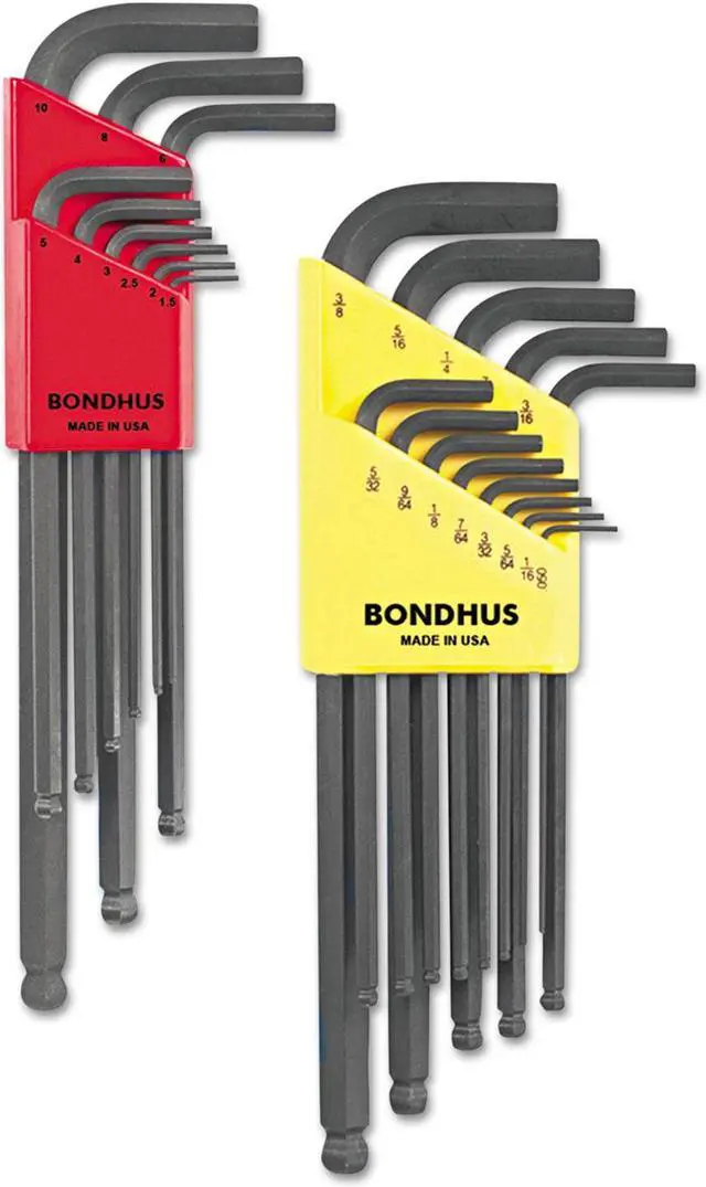 Alt view image 6 of 6 - Bondhus 20199 22-Piece Metric and SAE Balldriver L-Wrench Set Double Pack