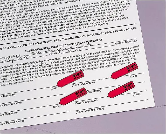 Alt view image 12 of 13 - Post-it Arrow Message 1/2" Page Flags in Dispenser "Sign Here" Red 80/Pack