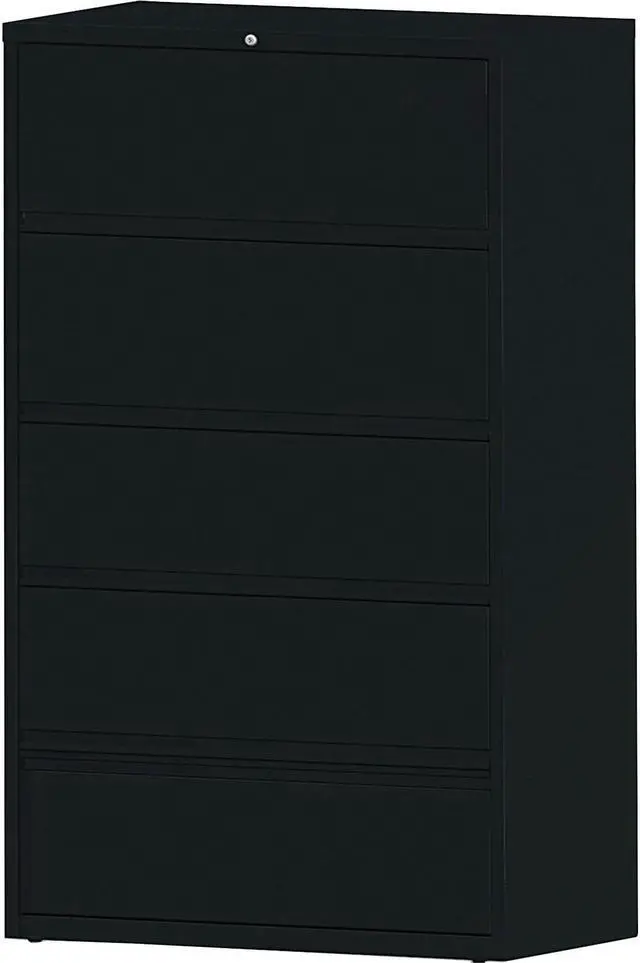 Alt view image 2 of 8 - Lorell Lateral File RCD 5-Drawer 42"x18-5/8"x68-3/4" Black 43517