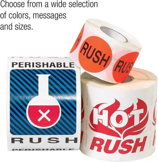 Alt view image 3 of 5 - Tape Logic Labels "Rush - Medication Enclosed" Fluorescent Green 500/Roll DL1338