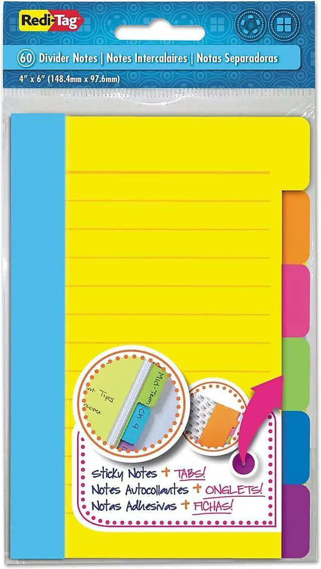Alt view image 5 of 5 - Redi-Tag Divider Sticky Notes with Tabs Assorted Colors 60 Sheets/Set 3 Sets/Box 10245
