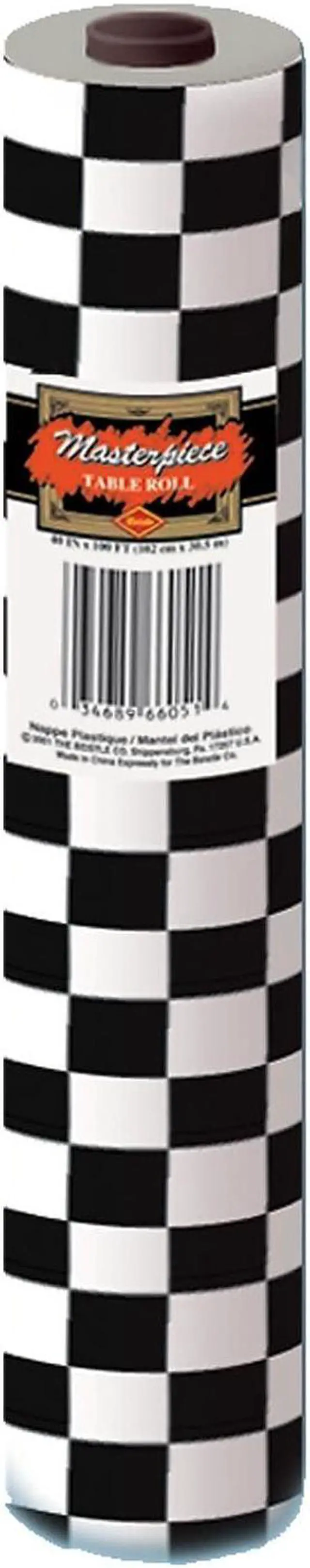 Main image of Beistle 40" x 100' Checkered Table Roll Black/White (50939-BKW)