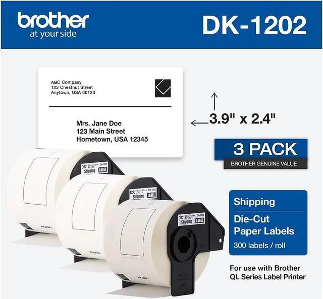 Alt view image 11 of 14 - Brother DK-1202 Label Printer Labels 2.4" x 3.9" White Labels/Roll 3 Rolls/Box (DK-12023PK)