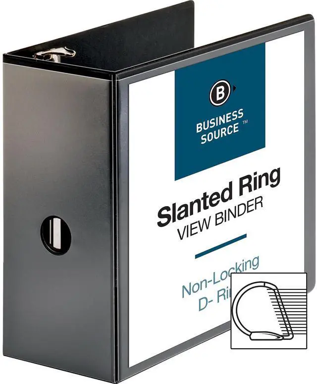Alt view image 2 of 5 - Business Source D-Ring View Binder 5" Capacity 11x8-1/2" Black 28451