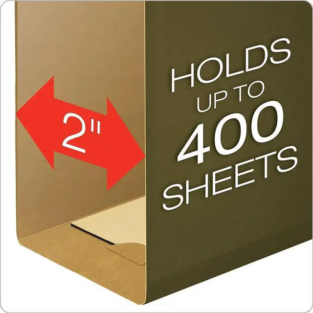 Alt view image 10 of 15 - Pendaflex Reinforced 2" Extra Capacity Hanging Folders 1/5 Tab Letter Green 25/Box 4152X2