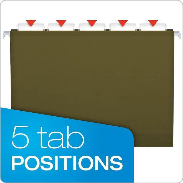 Alt view image 12 of 15 - Pendaflex Reinforced 2" Extra Capacity Hanging Folders 1/5 Tab Letter Green 25/Box 4152X2