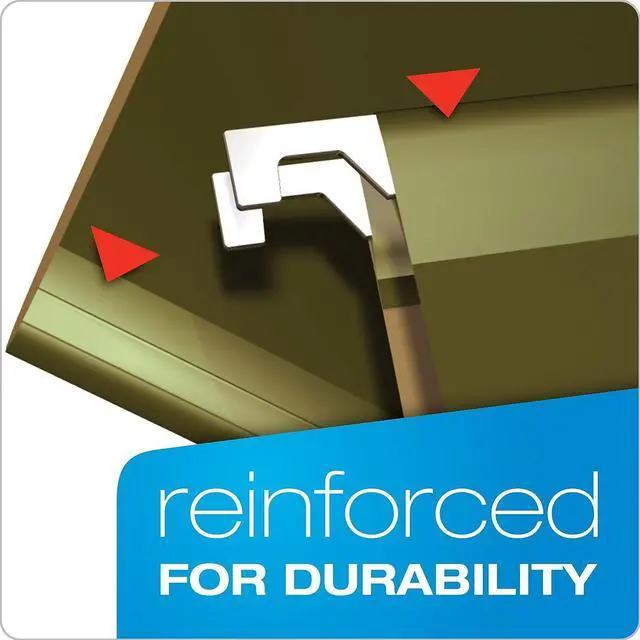 Alt view image 11 of 15 - Pendaflex Reinforced 2" Extra Capacity Hanging Folders 1/5 Tab Letter Green 25/Box 4152X2