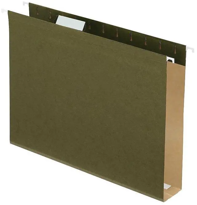 Alt view image 15 of 15 - Pendaflex Reinforced 2" Extra Capacity Hanging Folders 1/5 Tab Letter Green 25/Box 4152X2