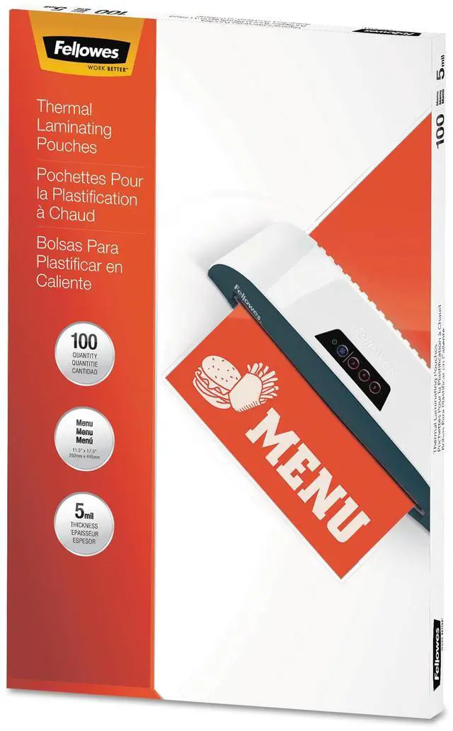 Alt view image 8 of 20 - Fellowes Thermal Laminating Pouches Menu 5 mil 100/Pack 5746001