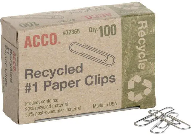 Main image of ACCO Recycled Paper Cips No 1 1-9/32" Standard 10BX/PK SR 72365PK