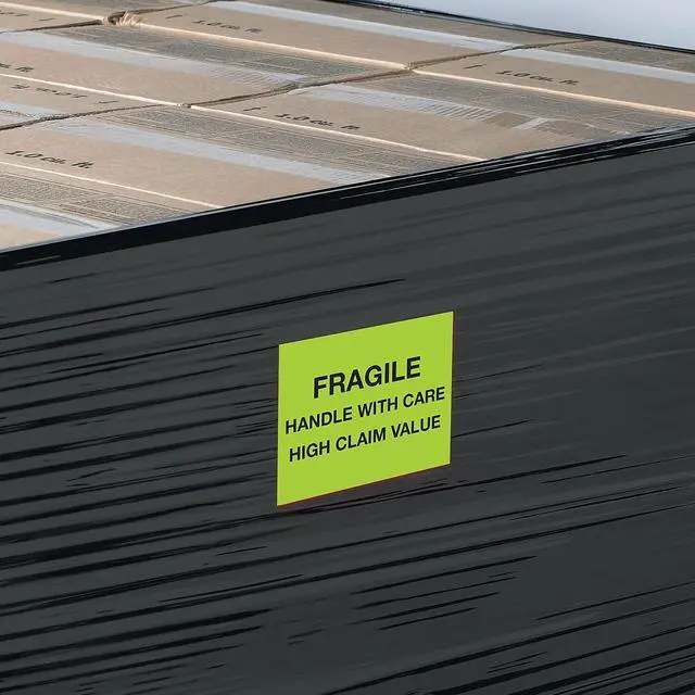 Alt view image 4 of 6 - Tape Logic Labels "Fragile Handle With Care - High Claim Value" 8" x 10" Fluo