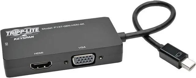 Alt view image 12 of 16 - Tripp Lite 6In Mini Displayport To Vga / Dvi / Hdmi Adapter Converter 4Kx 2K 6"