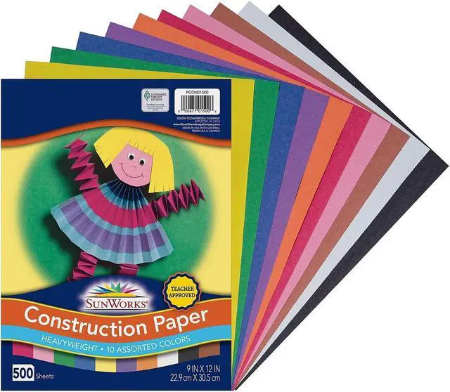Alt view image 9 of 10 - Prang 9" x 12" Construction Paper Assorted Colors 500 Sheets/Pack (PCON01500)
