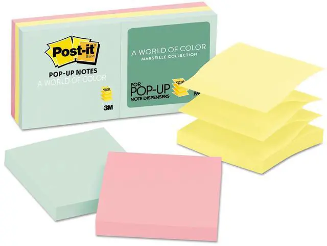 Alt view image 8 of 12 - Post-it Original Pop-up Refill 3 x 3 Assorted Marseille Colors 100-Sheet 6/Pack R330AP