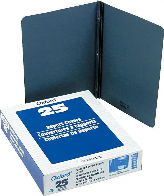 Alt view image 5 of 5 - Oxford 52538 Paper Report Cover, Tang Clip, Letter, 1/2" Capacity, Dark Blue, 25/Box