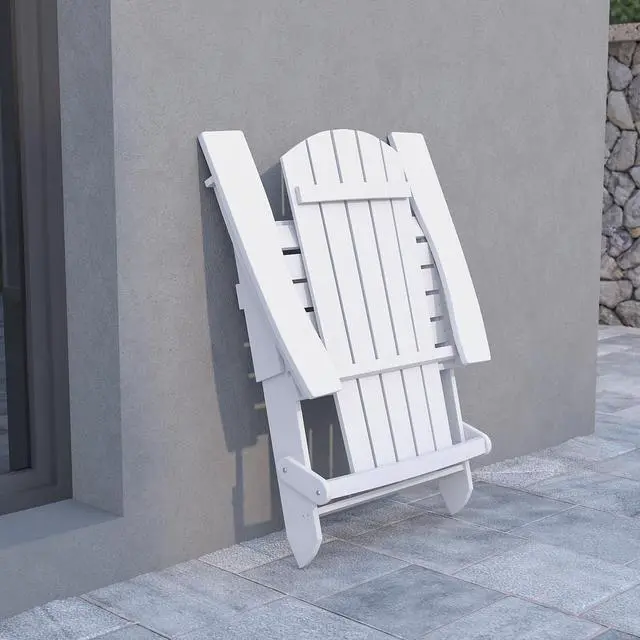 Alt view image 7 of 7 - FLASH FURNITURE 2-JJ-C14505-WH-GG White All-Weather Folding Adirondack Chairs,