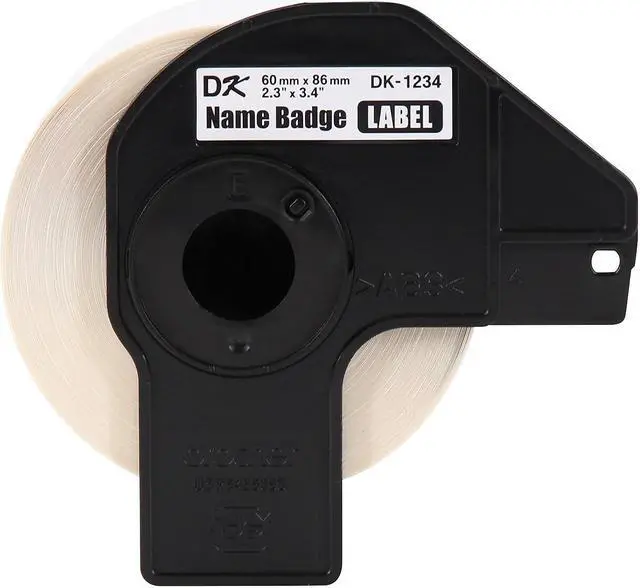 Alt view image 10 of 19 - Brother DK-1234 Adhesive Name Badge Paper Labels 3-4/10" x 2-3/10" Black on White 260 Labels/Roll 3 Rolls/Box (DK-12343PK)