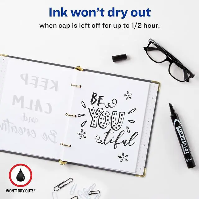Alt view image 12 of 16 - Avery Marks-A-Lot Large Desk-Style Permanent Marker Chisel Tip Black Dozen 08888