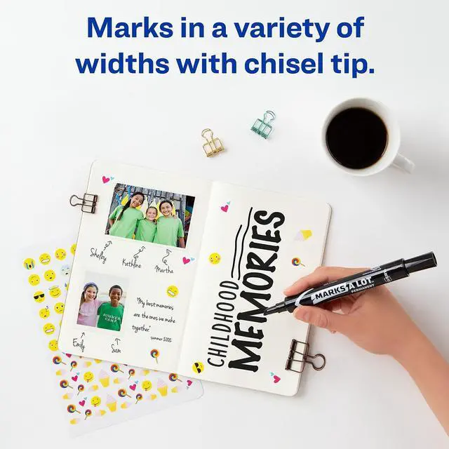Alt view image 13 of 16 - Avery Marks-A-Lot Large Desk-Style Permanent Marker Chisel Tip Black Dozen 08888