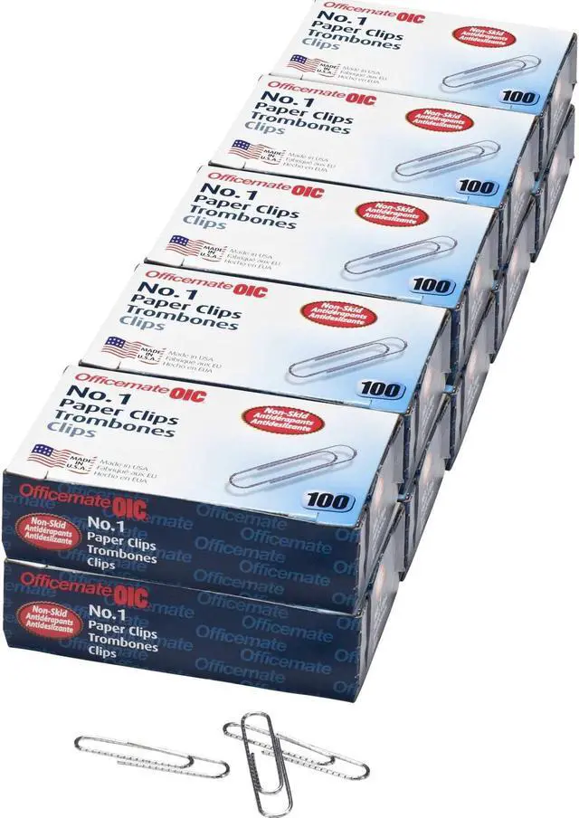 Alt view image 3 of 9 - Officemate Paper Clips Size 1 Standard .034 Gauge 100/BX Silver 99912